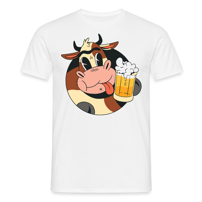 Männer T-Shirt "Kuh mit Bier" - Weiß