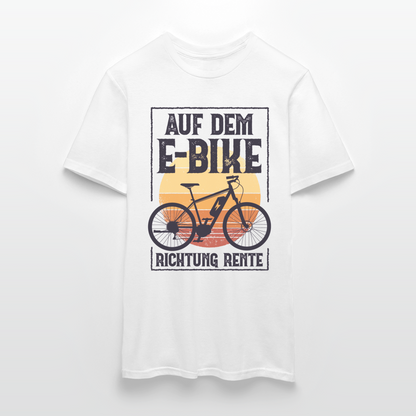 Männer T-Shirt "Auf dem E-Bike Richtung Rente" - Weiß