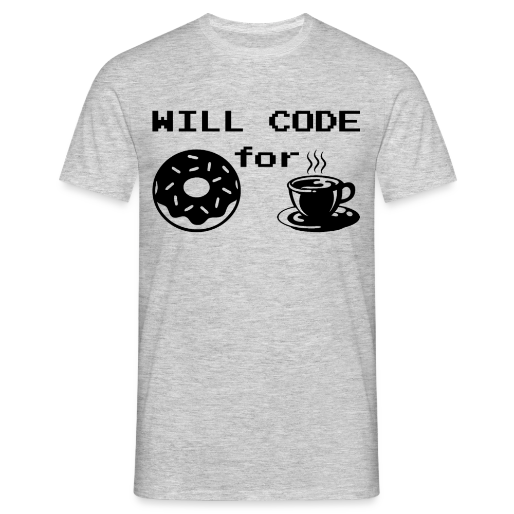 Männer T-Shirt "Will code for ..." - Grau meliert