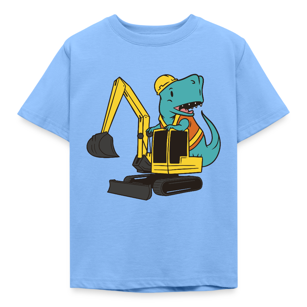 Kinder T-Shirt "Baustellen Dinosaurier mit Bagger" - Himmelblau