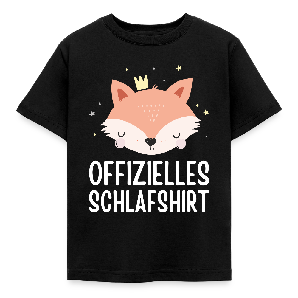Kinder T-Shirt "Offizielles Schlafshirt" (Fuchs) - Schwarz
