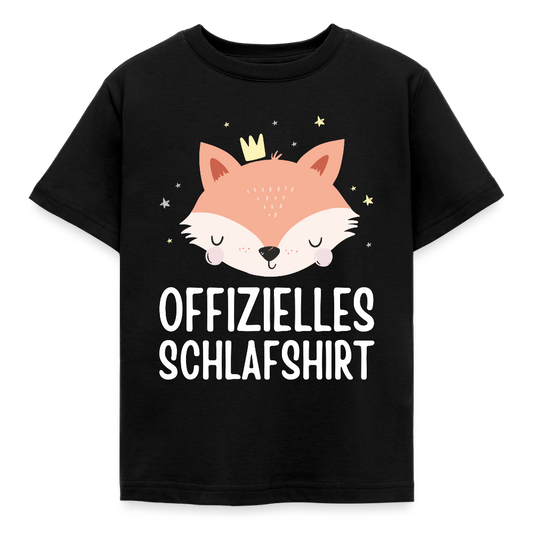 Kinder T-Shirt "Offizielles Schlafshirt" (Fuchs) - Schwarz