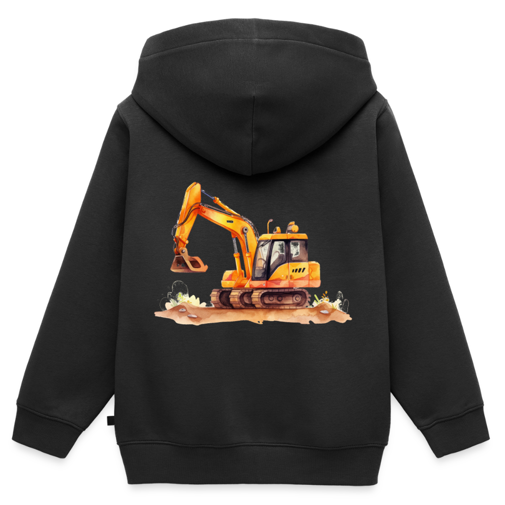 Kinder Kapuzenjacke "Bagger im Wasserfarben-Stil" - Schwarz