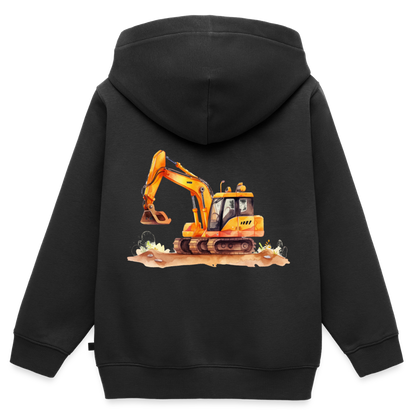 Kinder Kapuzenjacke "Bagger im Wasserfarben-Stil" - Schwarz