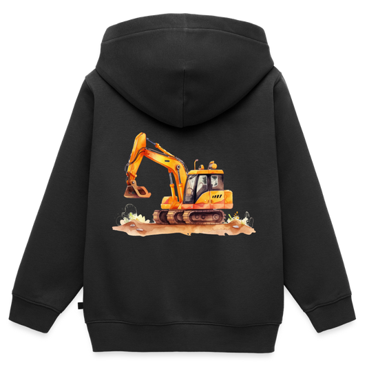 Kinder Kapuzenjacke "Bagger im Wasserfarben-Stil" - Schwarz