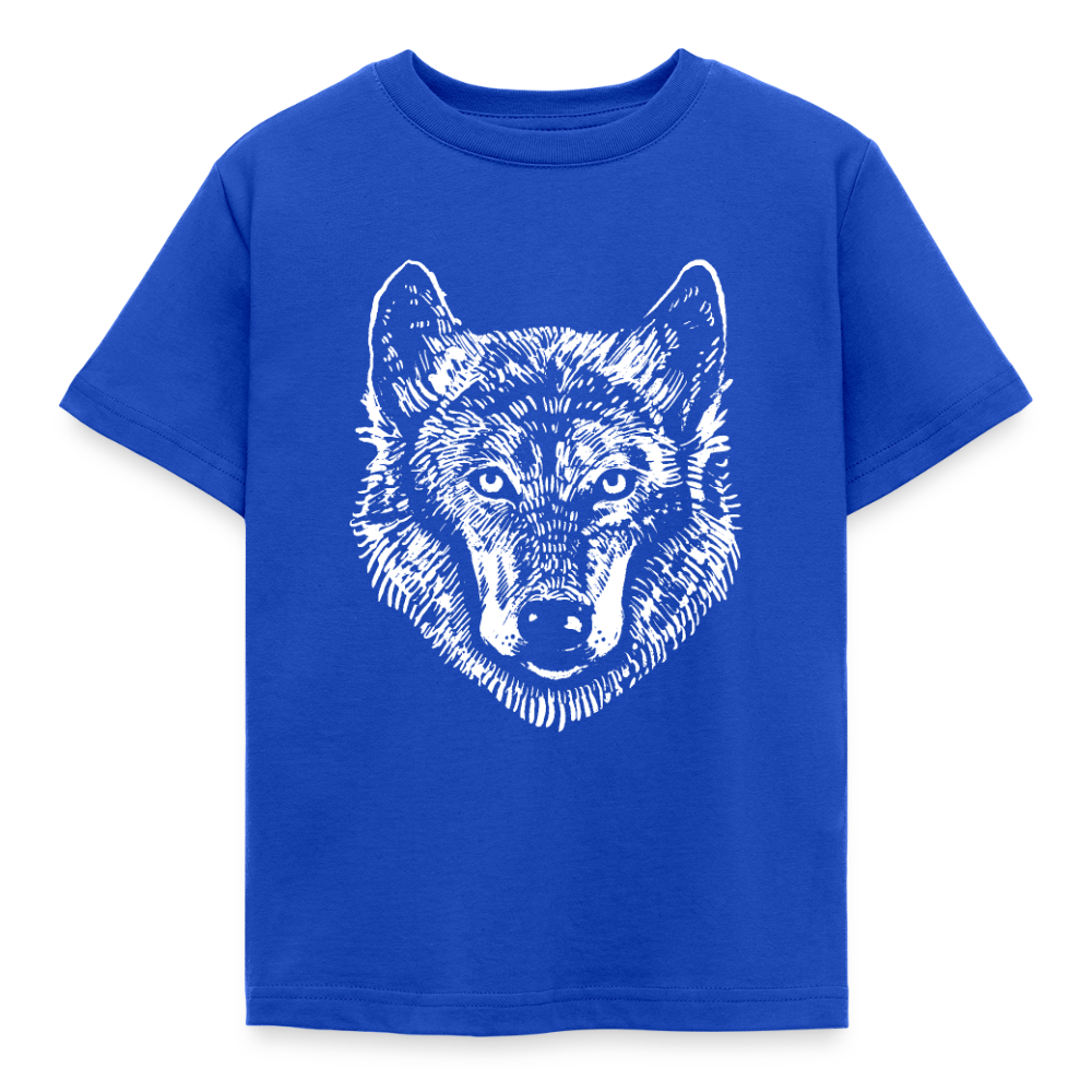 Kinder T-Shirt "Wolfskopf" - Royalblau