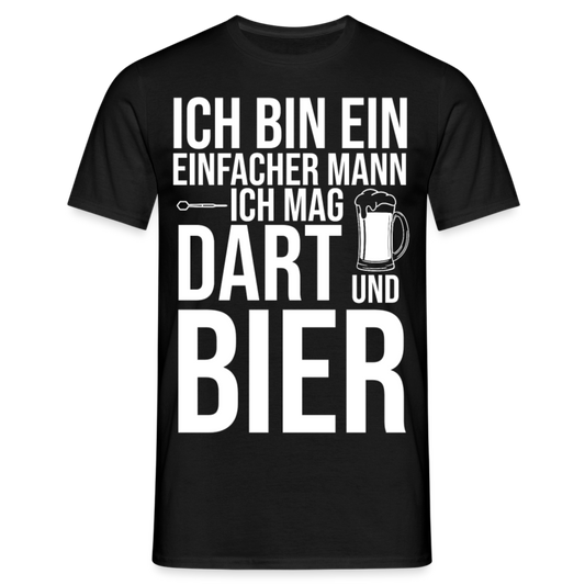 Männer T-Shirt "Ich bin ein einfacher Mann - Ich mag Dart und Bier" - Schwarz