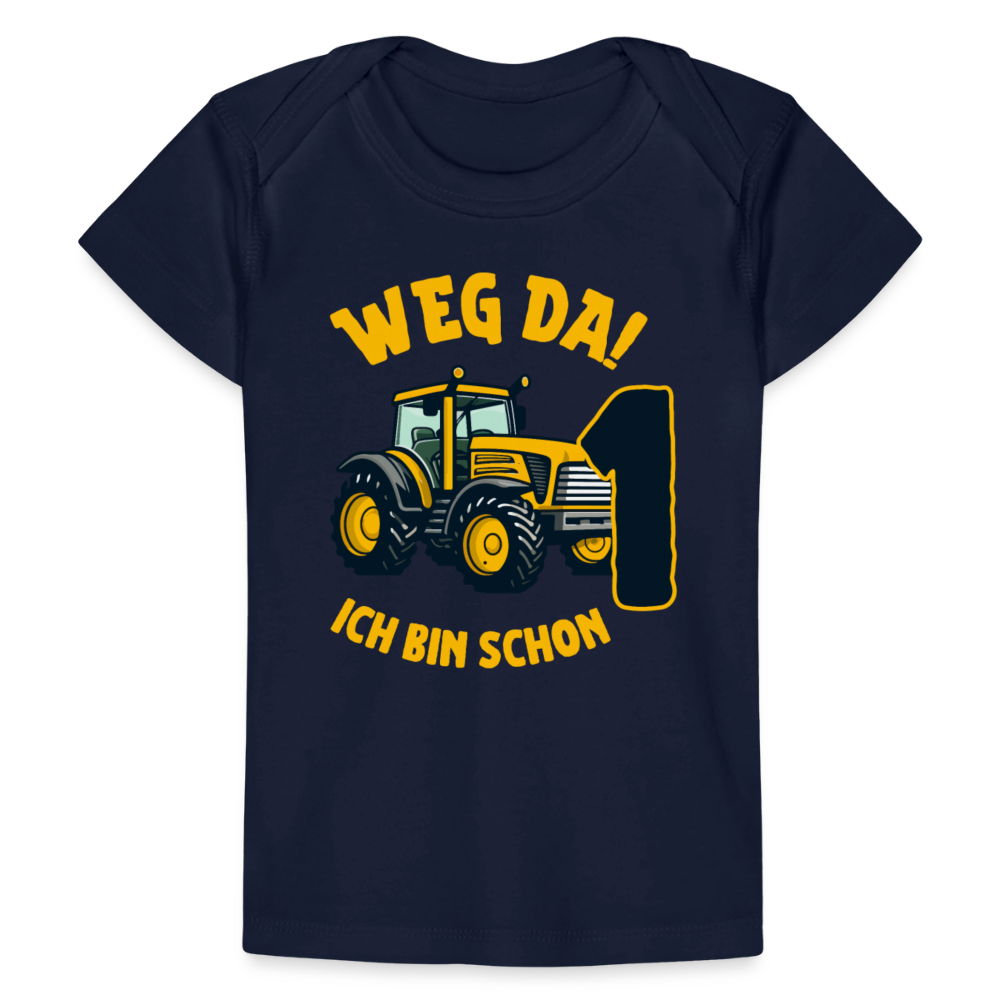 Baby Bio-T-Shirt  "Weg da! Ich bin schon 1" (Traktor) - Dunkelnavy