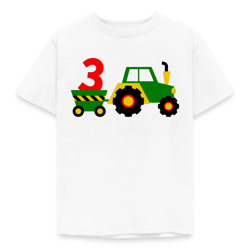 Kinder T-Shirt "3 Jahre" mit Traktor-Motiv - Weiß