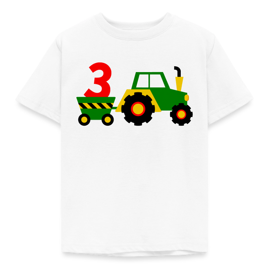 Kinder T-Shirt "3 Jahre" mit Traktor-Motiv - Weiß