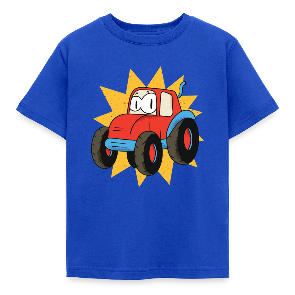 Kinder T-Shirt "Traktor im Cartoon-Stil" - Royalblau