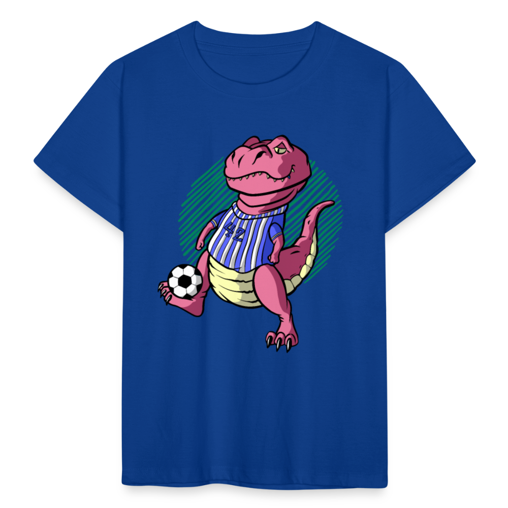 Kinder T-Shirt "Fußball-Dinosaurier" - Royalblau