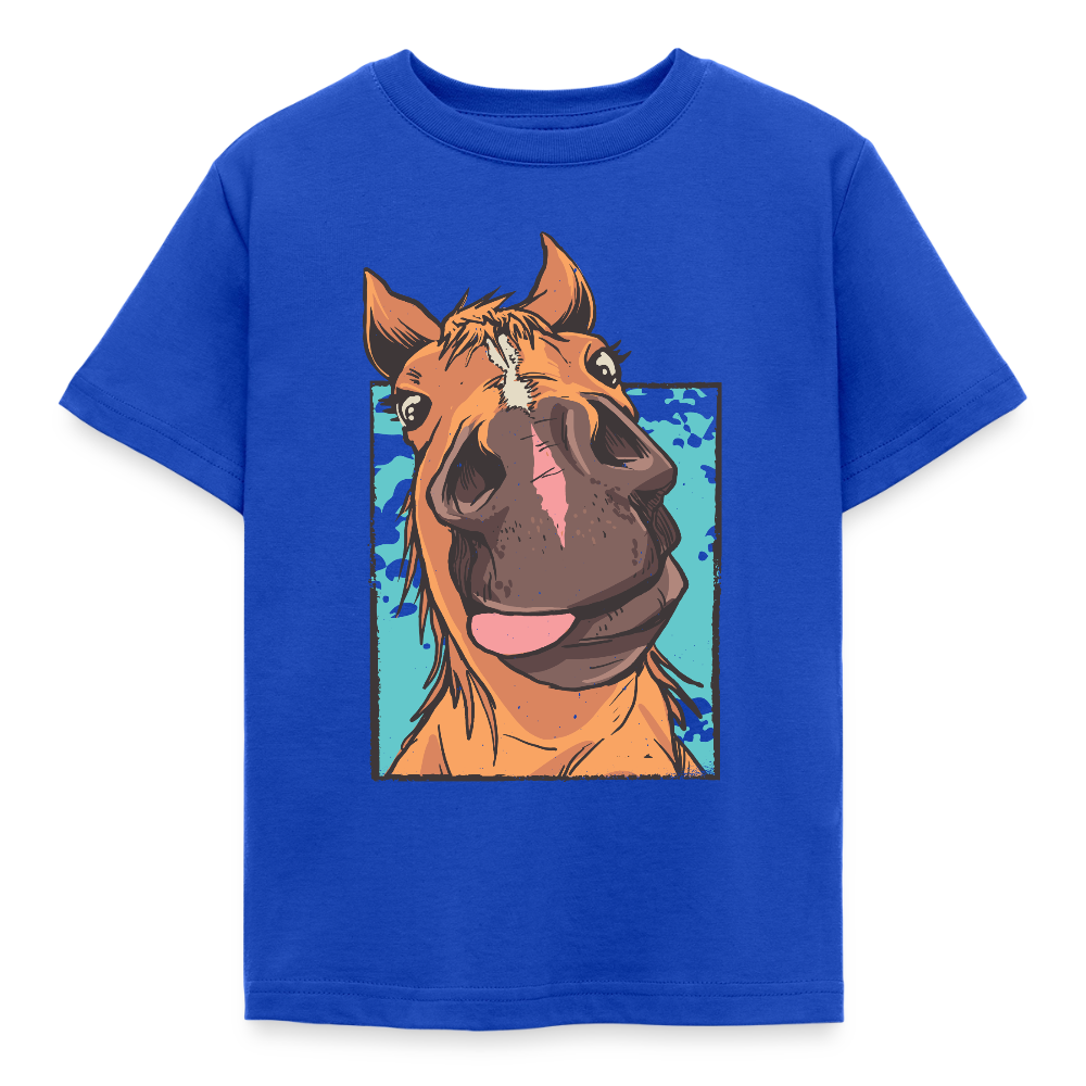 Kinder T-Shirt "Lustiger Pferdekopf" - Royalblau