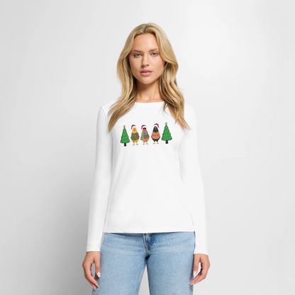 Bio-Langarmshirt "Weihnachtshühner" - Weiß