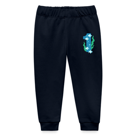 Baby Bio-Jogginghose "1 mit Fischen" - Navy