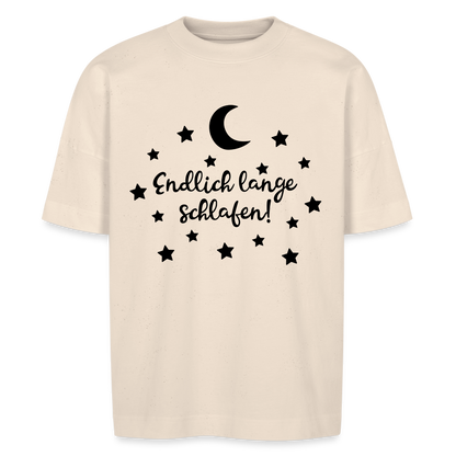 Unisex Oversize Bio-T-Shirt "Endlich lange schlafen!" - Naturweiß