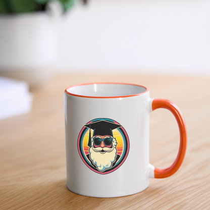 Tasse "Weihnachtsmann als Absolvent" - Weiß/Orange