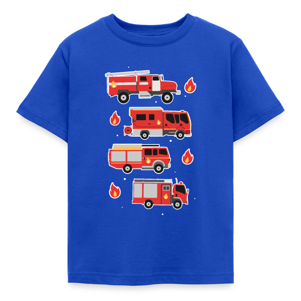 Kinder T-Shirt "Feuerwehr-Autos" - Royalblau