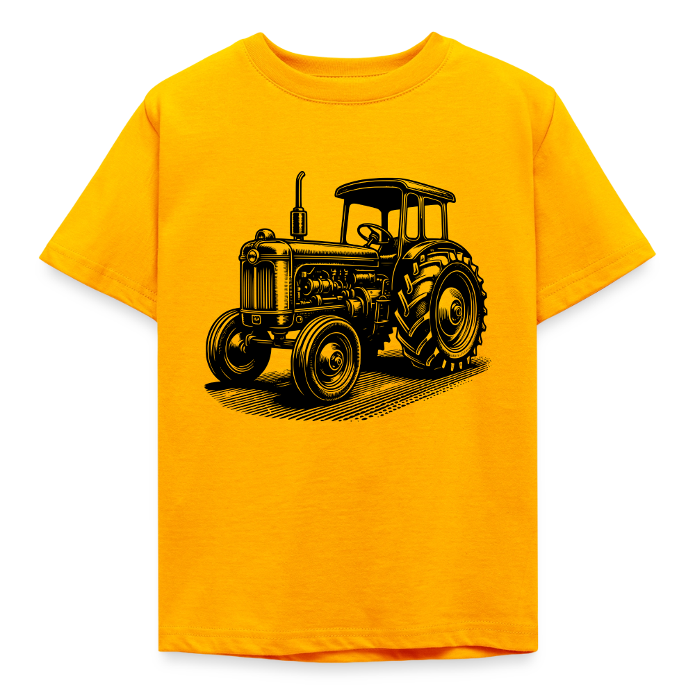 Kinder T-Shirt "Traktor Zeichnung" - Gold