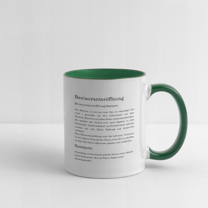 Tasse "Restauranteröffnung" (Definition) - Weiß/Dunkelgrün