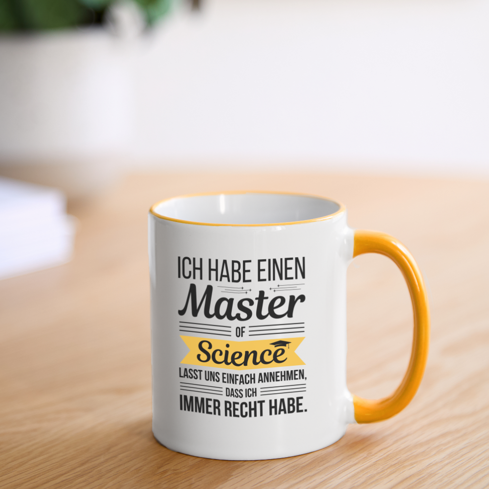 Tasse "Master of Science" - Weiß/Gelb