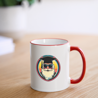 Tasse "Weihnachtsmann als Absolvent" - Weiß/Rot