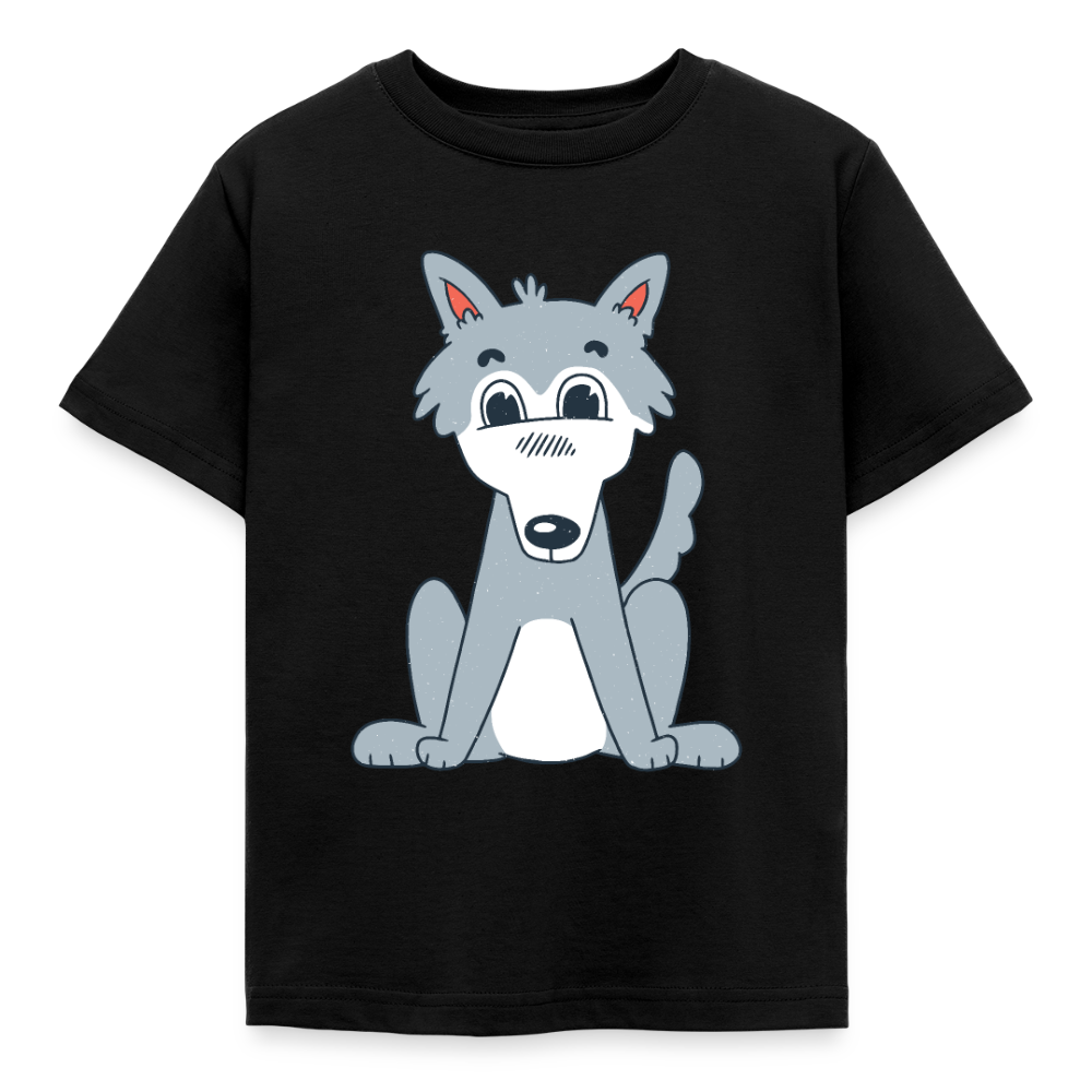 Kinder T-Shirt "Süßer Wolf" - Schwarz