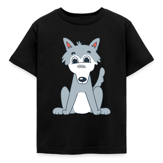 Kinder T-Shirt "Süßer Wolf" - Schwarz