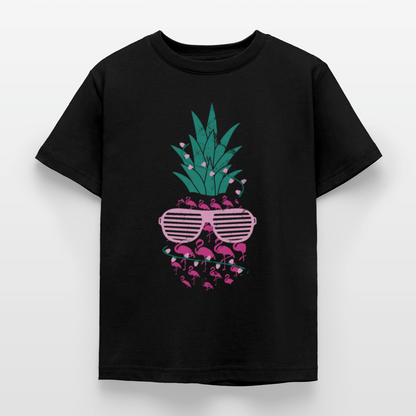 Kinder T-Shirt "Flamingo Ananas" - Schwarz