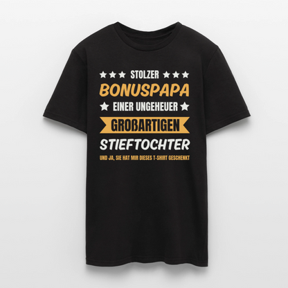 Männer T-Shirt "Stolzer Bonuspapa einer großartigen Stieftochter" - Schwarz