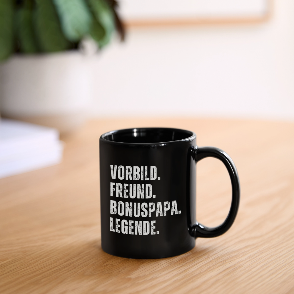 Tasse "Vorbild, Freund, Bonuspapa, Legende" - Schwarz