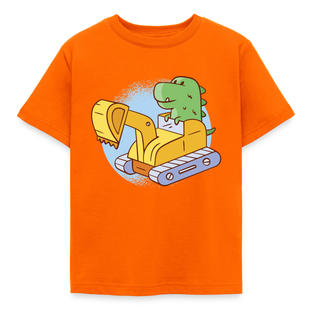 Kinder T-Shirt "Baby Dinosaurier mit Bagger" - Orange