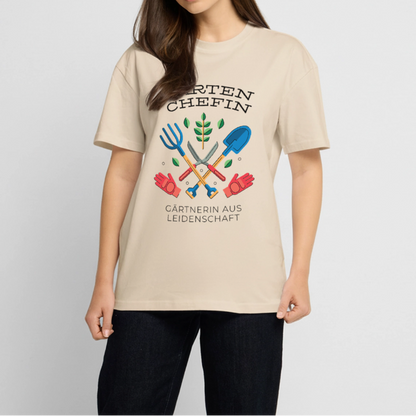 Oversize T-Shirt "Garten Chefin" - Creme