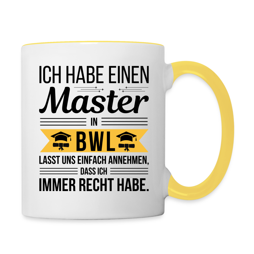 Tasse "Master BWL" - Weiß/Gelb