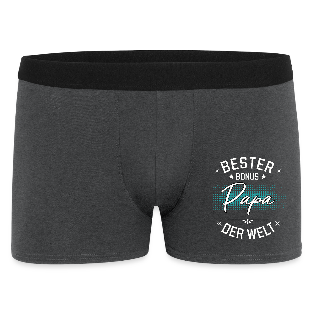 Männer Boxer Shorts "Bester Bonus Papa der Welt" - Anthrazit