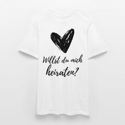Männer T-Shirt "Willst du mich heiraten?" (Herz) - Weiß