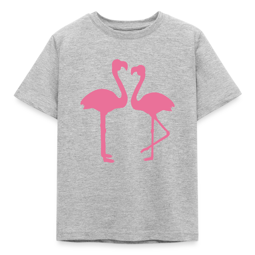 Kinder T-Shirt "2 Flamingos" - Grau meliert