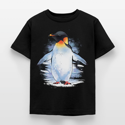 Kinder T-Shirt "Pinguin im Wasserfarben-Stil" - Schwarz