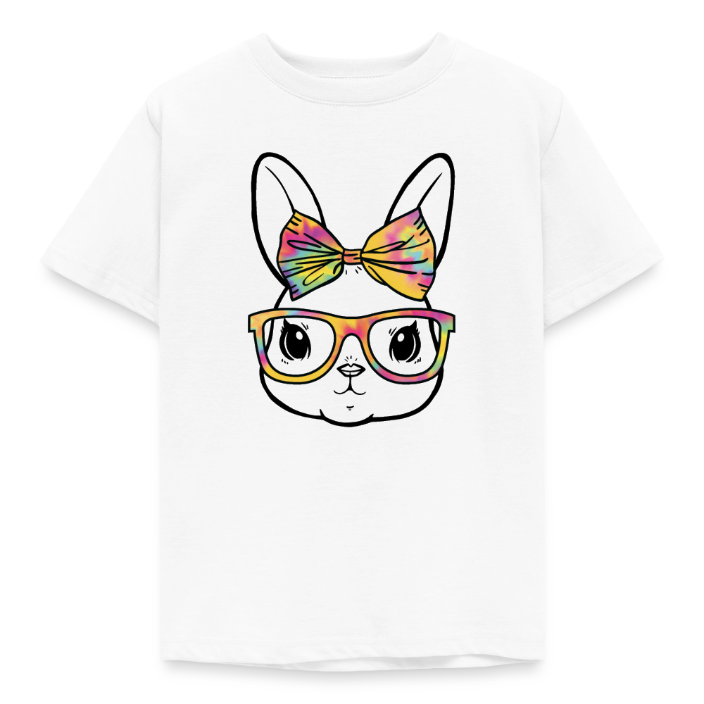 Kinder T-Shirt "Bunter Hase mit Brille" - Weiß