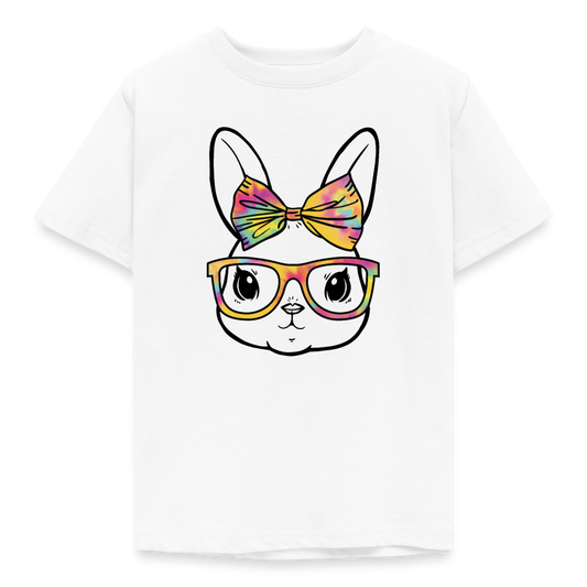Kinder T-Shirt "Bunter Hase mit Brille" - Weiß