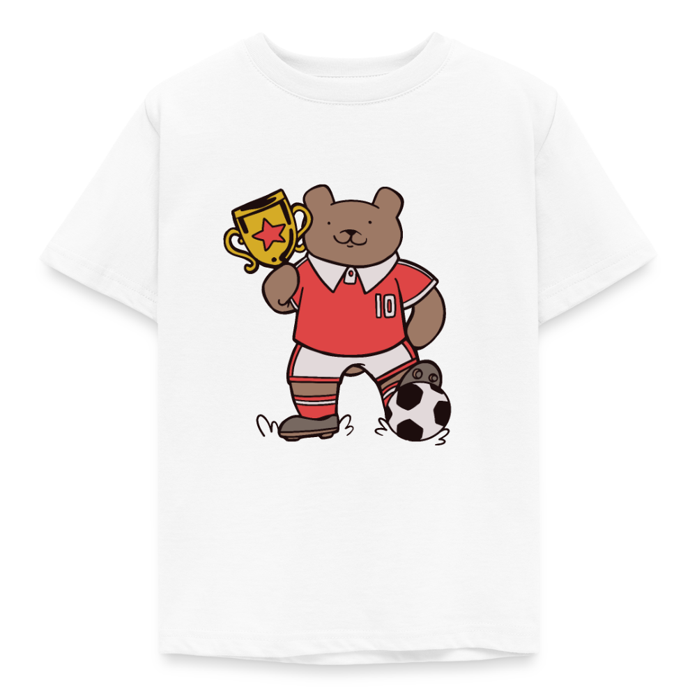 Kinder T-Shirt "Bär mit Fußball-Pokal" - Weiß