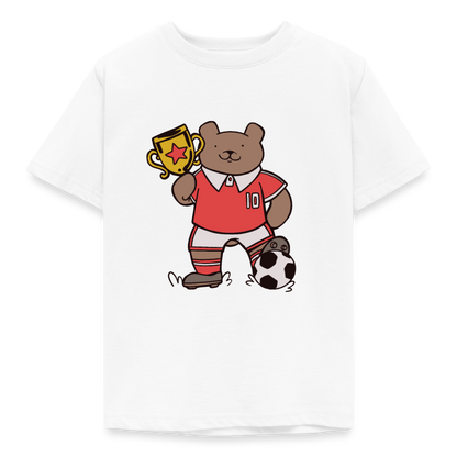 Kinder T-Shirt "Bär mit Fußball-Pokal" - Weiß