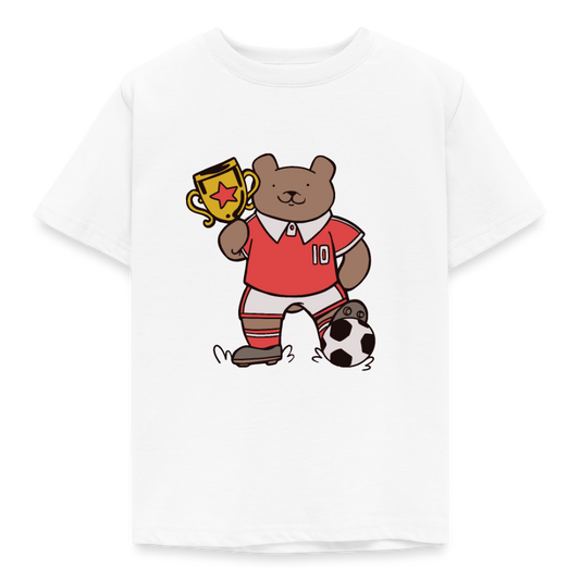 Kinder T-Shirt "Bär mit Fußball-Pokal" - Weiß