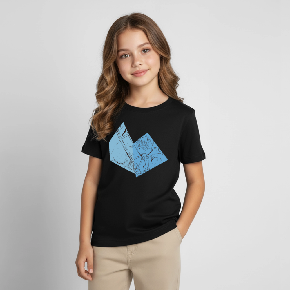 Kinder T-Shirt "Ich liebe mein Pferd" - Schwarz