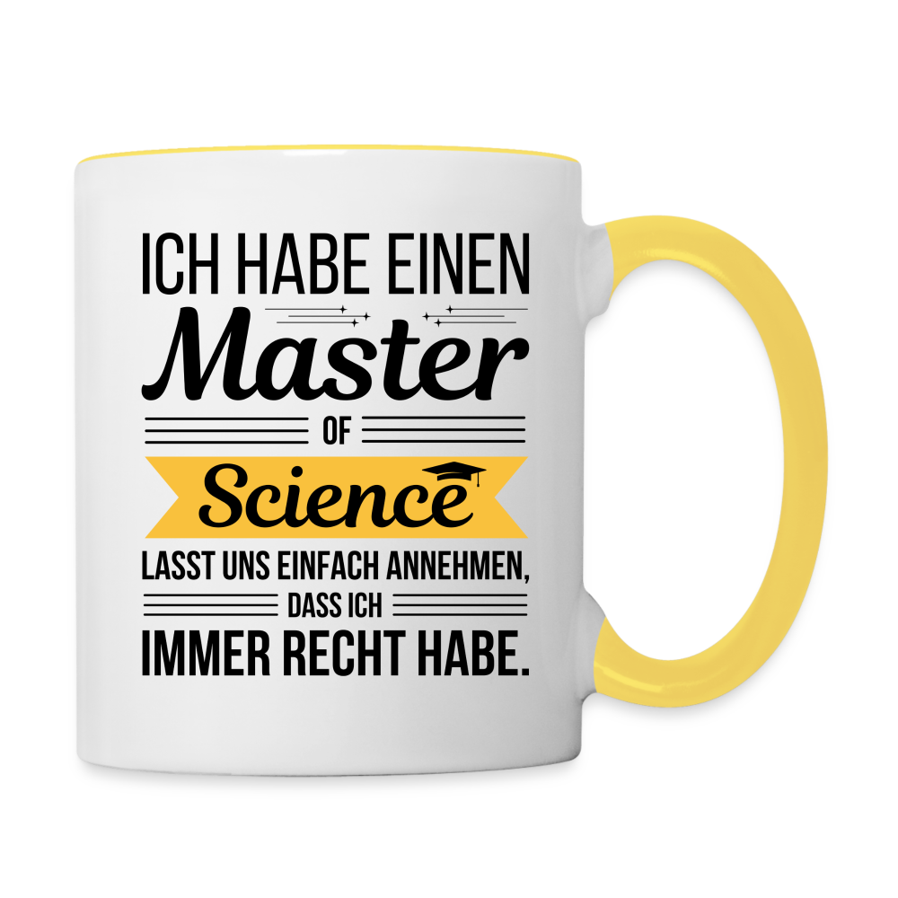 Tasse "Master of Science" - Weiß/Gelb