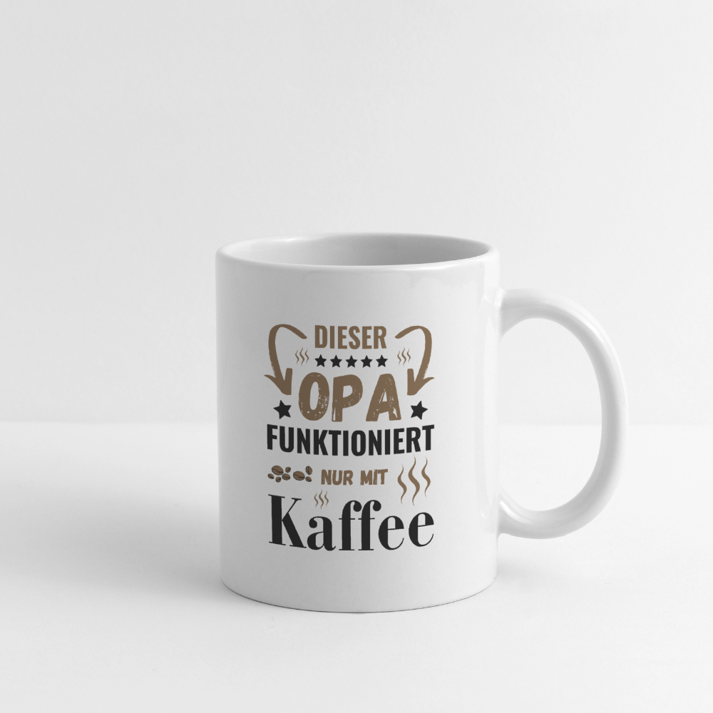 Tasse "Dieser Opa funktioniert nur mit Kaffee" - Weiß