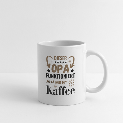 Tasse "Dieser Opa funktioniert nur mit Kaffee" - Weiß