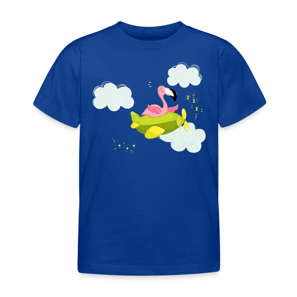 Kinder T-Shirt "Fliegender Flamingo" - Royalblau