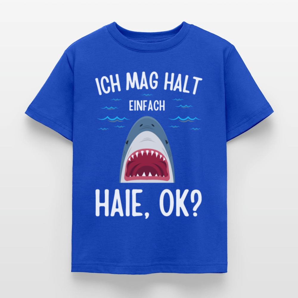 Kinder T-Shirt "Ich mag halt einfach Haie, ok?" - Royalblau