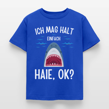 Kinder T-Shirt "Ich mag halt einfach Haie, ok?" - Royalblau
